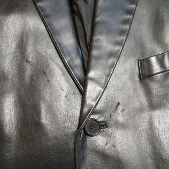 Black Leather Roberto Vasalli Blazer Jacket - Picture 5 of 7